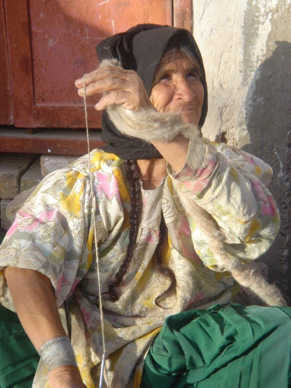 Qashqai Woman Spinning Wool Near Shiraz